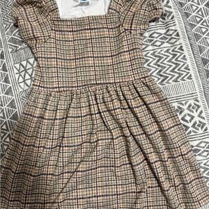 Plaid Kids Dress in Brown and Black